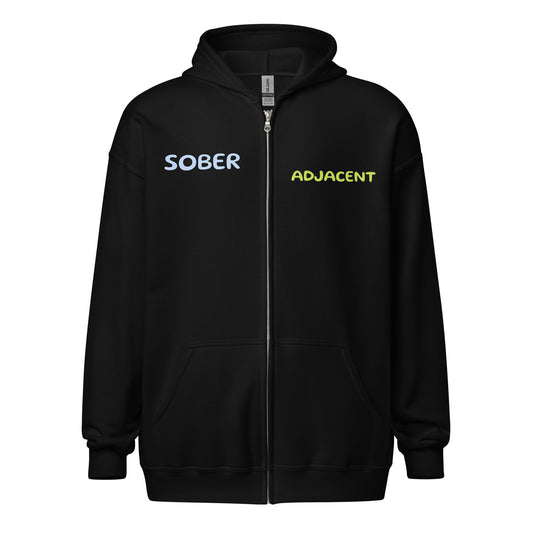 SOBER ADJACENT — Unisex heavy blend zip hoodie
