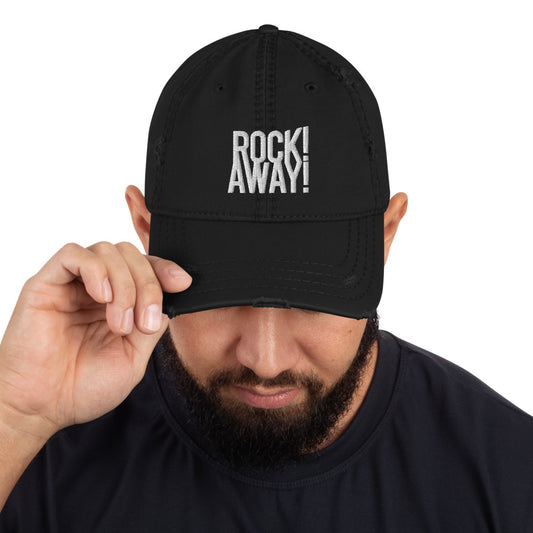 ROCK! AWAY! Embroidered Distressed Hat