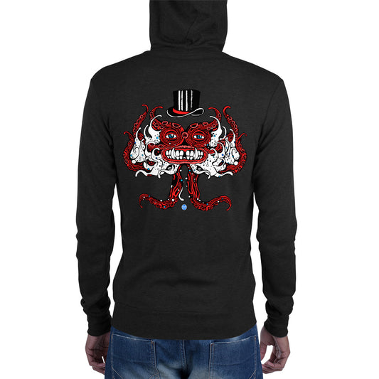 SUPPORT MUSIC AND EVENTS and get the MAX POWER MERMAN/OCTOPUS Front and Back Print Unisex zip hoodie